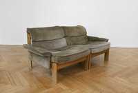 Duńska zamszowa sofa Vintage w kolorze oliwkowym
