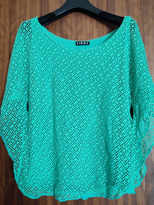 Top Verde Água Mangas Borboleta