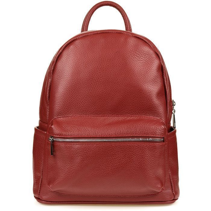 Letni Skórzany plecak A4 duży pojemny na zajęcia włoski bordowy P16