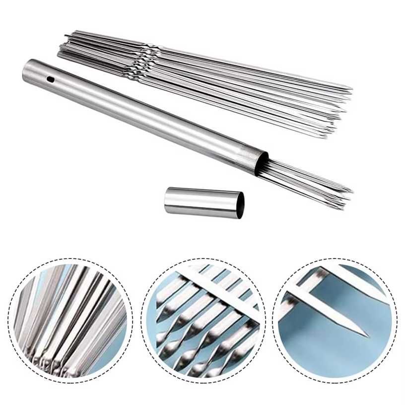 Szpikulce do szaszłyków mięsa na grill grilla stalowe 20 szt + etui