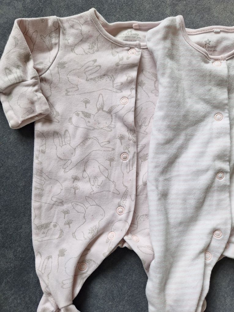 Pajace niemowlęce śpiochy różowe beżowe 100% bawełna rozmiar 50 first