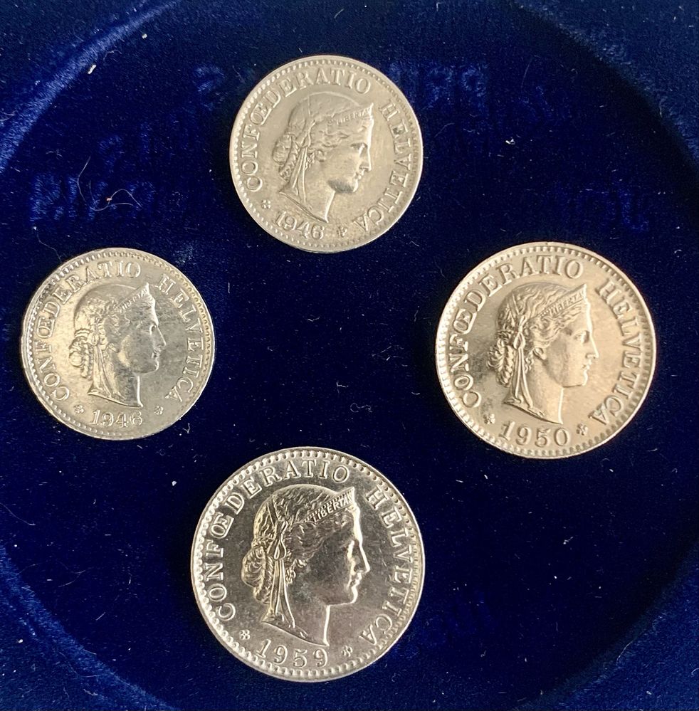lote de 4 moedas Rapen Suíça