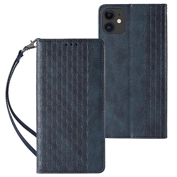Magnet Strap Case etui do iPhone 12 pokrowiec portfel + mini smycz zaw