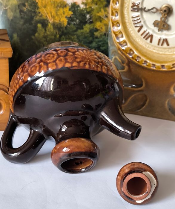 Lajkonik Cepelia karafka z kieliszkami piękna stara ceramika naklejka