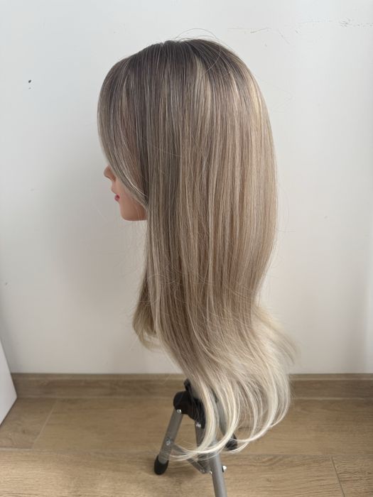 Topper z grzywką  blond ombre refleksy 60cm
