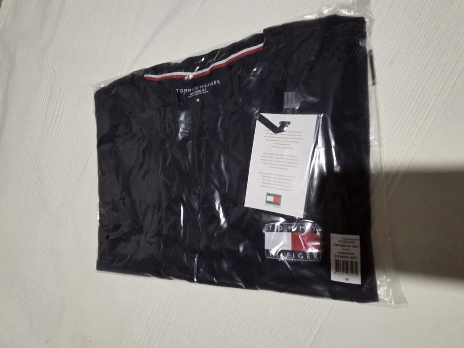 TOMMY HILFIGER Koszulka Meska Duże Logo Granatowa Klasyczna r.M