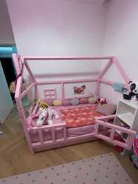 Łóżko drewniane dla dziewczynki model Nela + materac piankowy