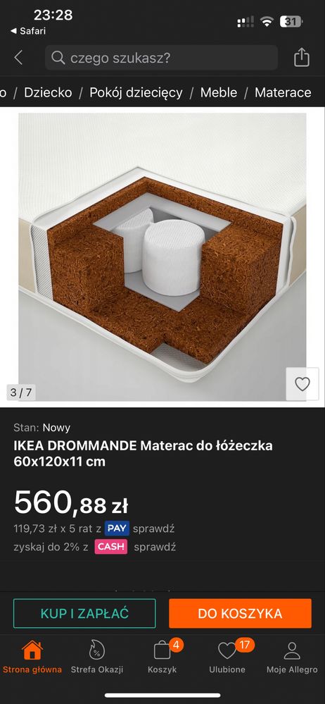 Materac IKEA 120*60
