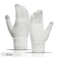Rękawiczki Zimowe z dotykowym palcem - Białe