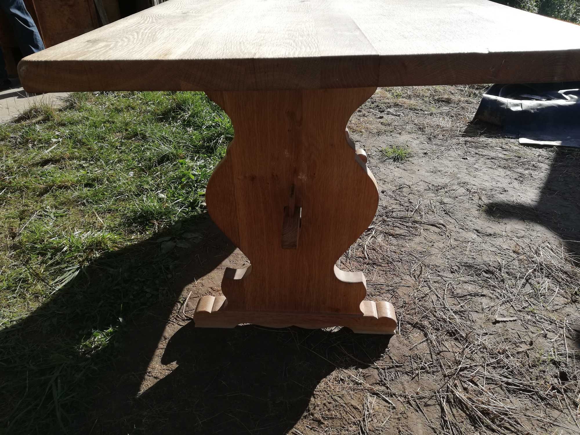 stary solidny dębowy stół masywny rękodzieło