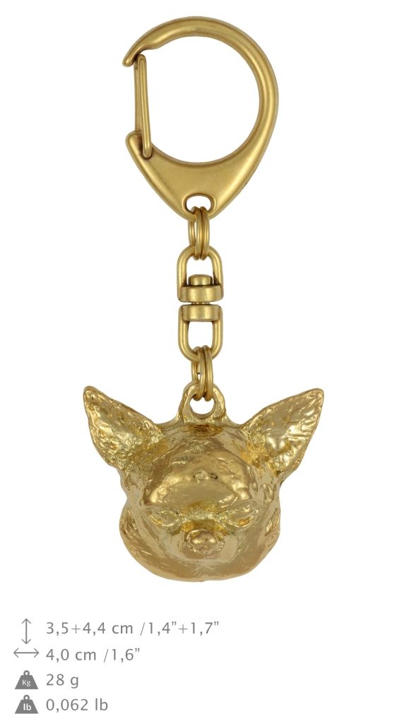 Chihuahua krótkowłosy brelok pozłacany w pudełku Art-Dog