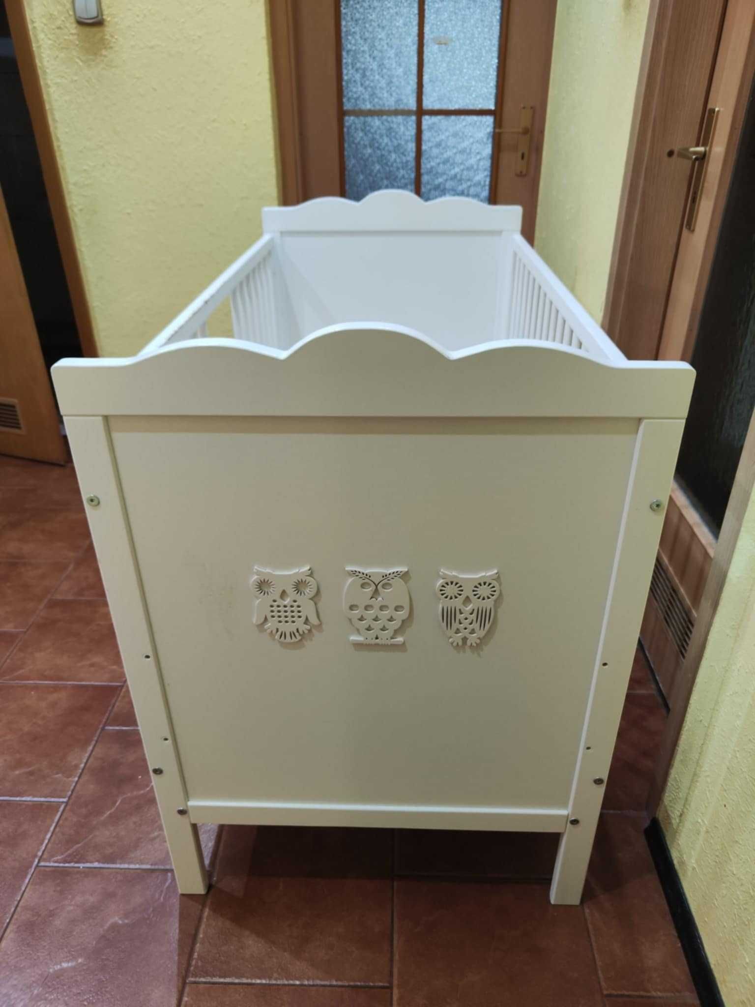 Łóżeczko dziecięce Klupś Sowy z MATERACEM Marsell 60 x 120 cm biały