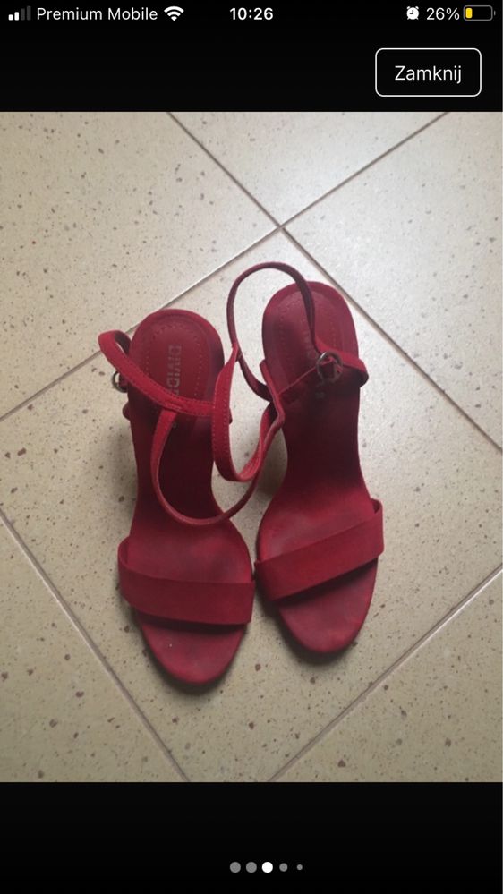 H&M sandałki na szpilce-intensywna czerwień r.38