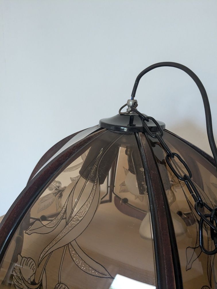 Lampa wisząca "witrażowa" PRL żyrandol