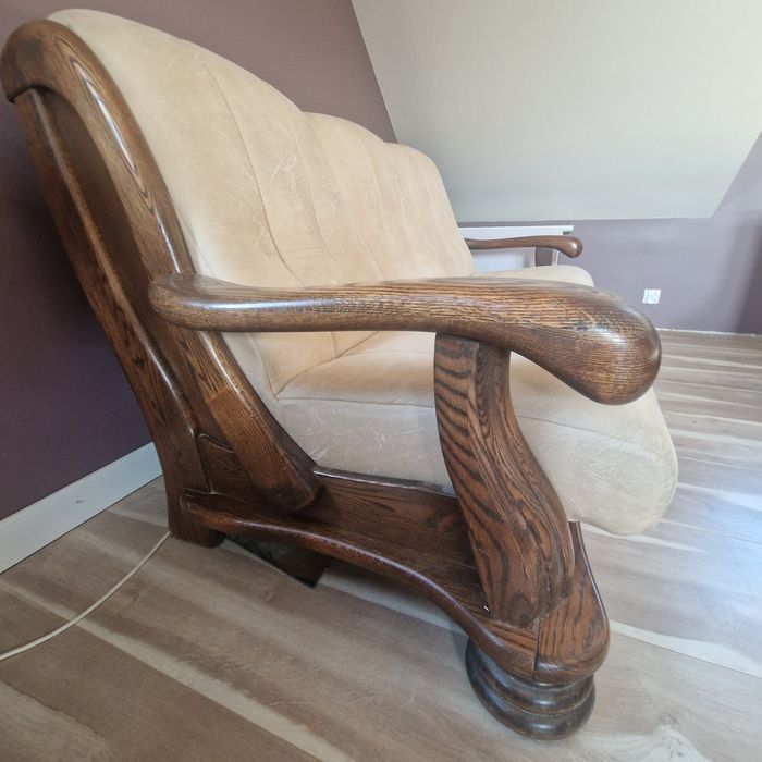 Sofa 3+2 podstawa dębow