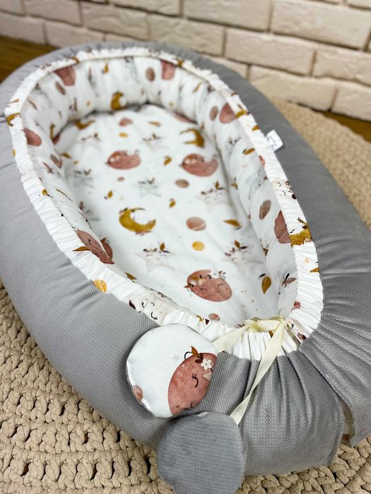 kokon niemowlęcy gniazdo niemowlęce bawełniane bawelna velvet haft