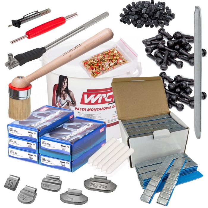 Pakiet startowy wulkanizacyjny MINI zawory, ciężarki