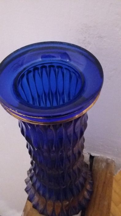 stary wazon flakon granatowe szkło prl