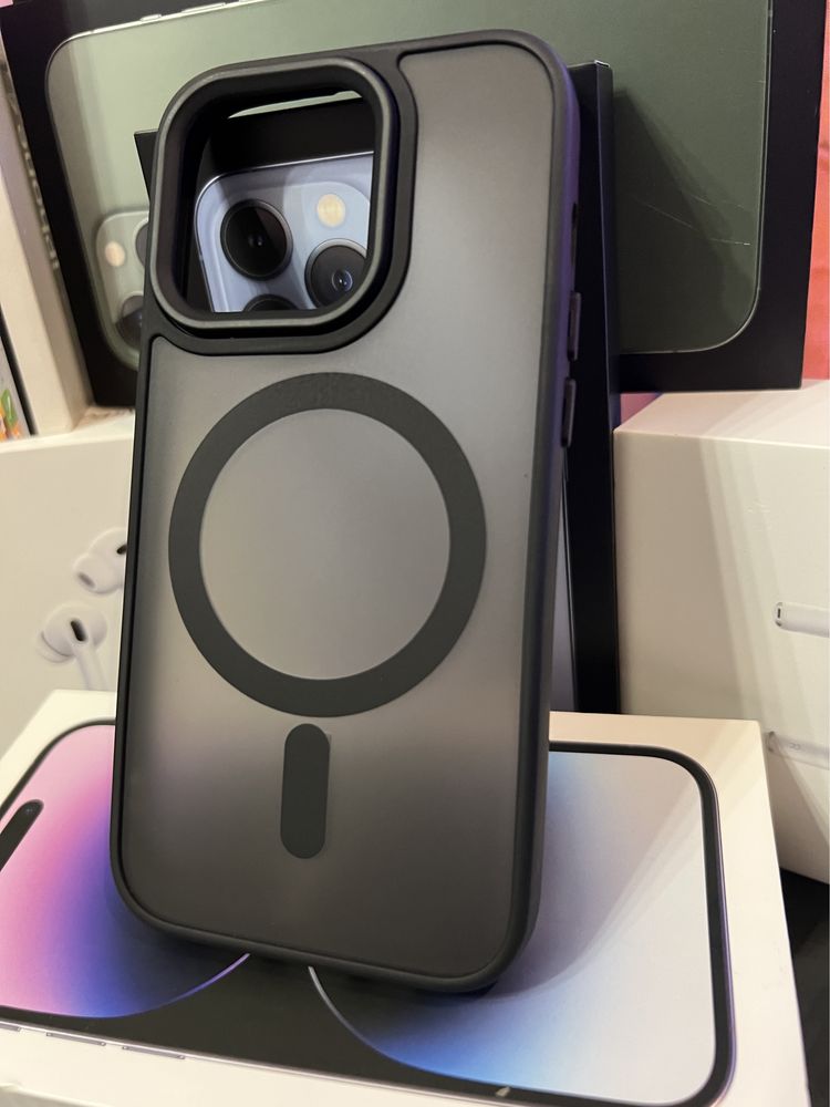 Чехол матовый IPhone 14 pro black MagSafe,14 pro max purple,13 Pro Max