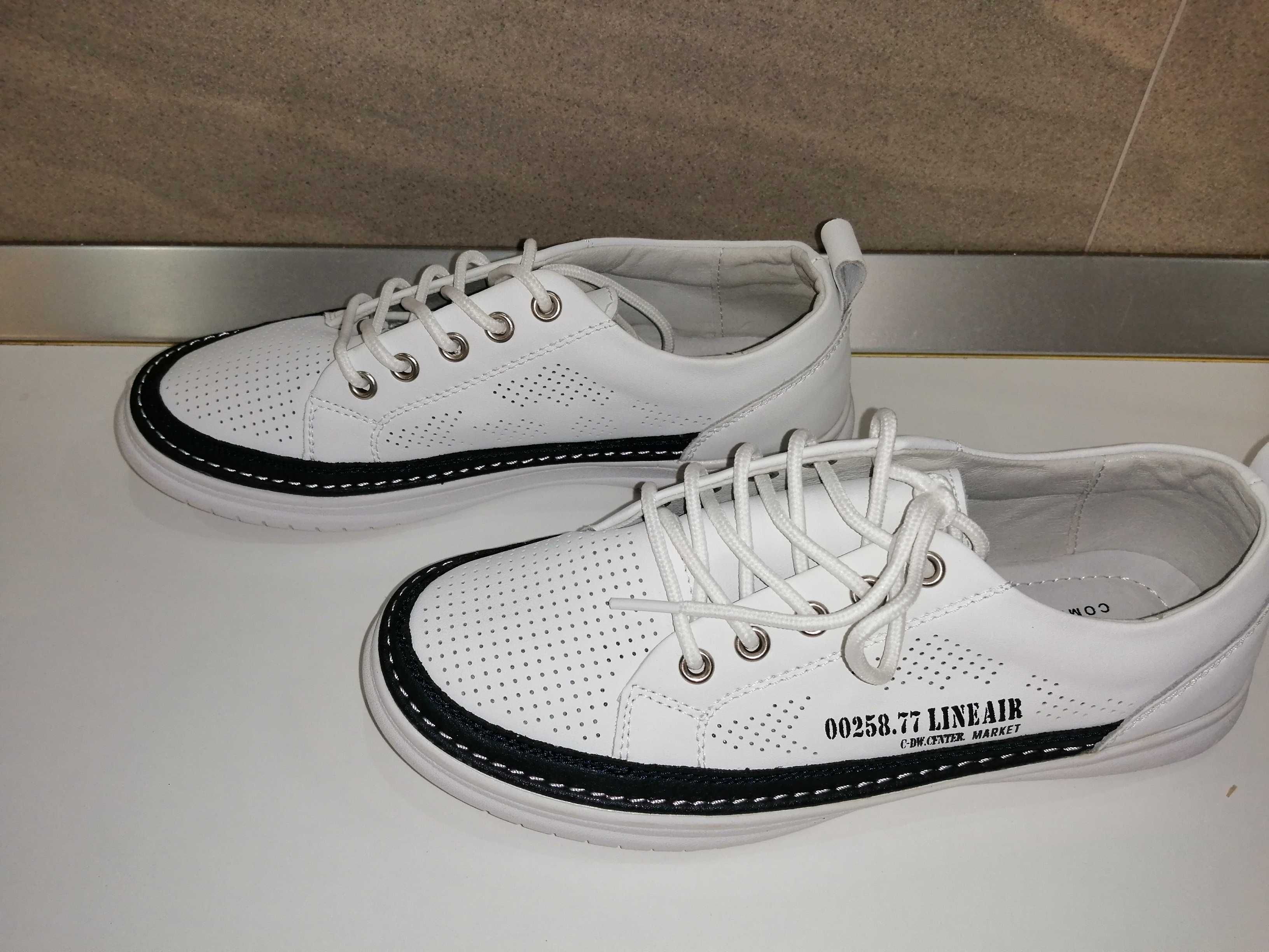 SNEAKERSY Białe półbuty ze skóry rozm.36