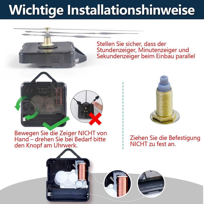 Mechanizm zegarowy z wskaźnikami, cichy kwarcowy mechanizm do zegara