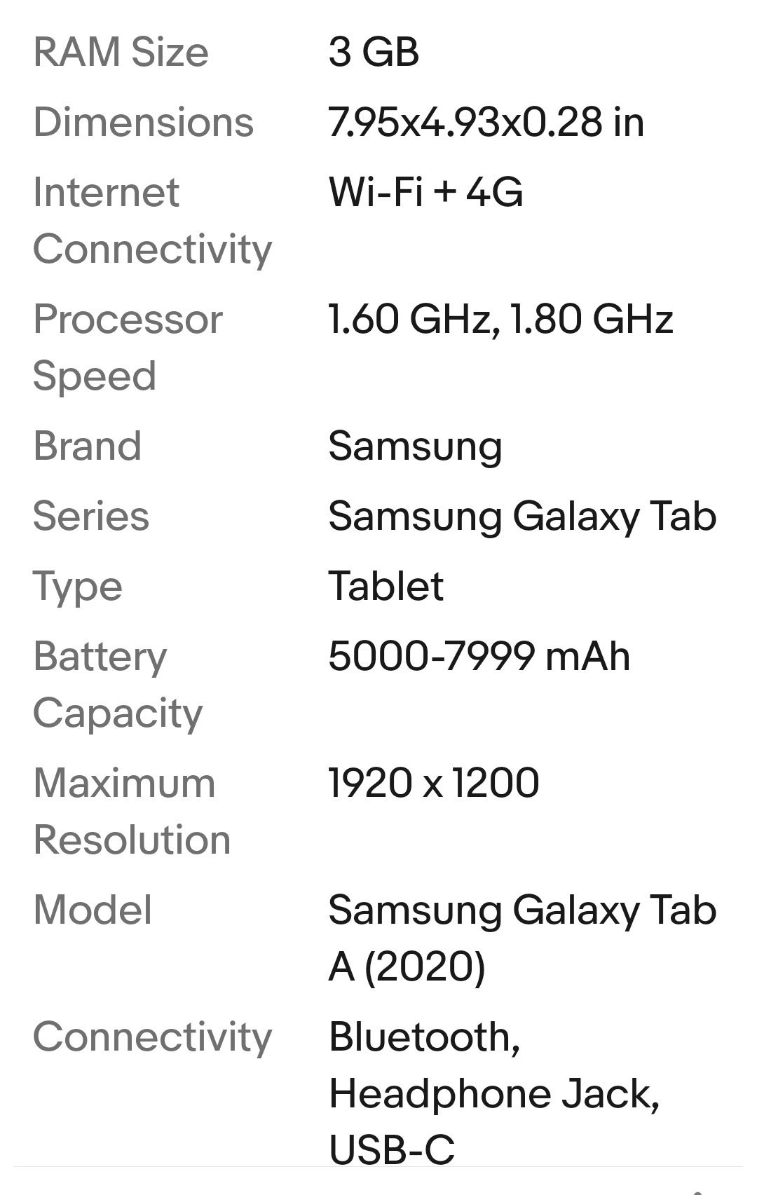 Планшет Samsung Galaxy Tab A 8.4" (2020) - 3/32GB