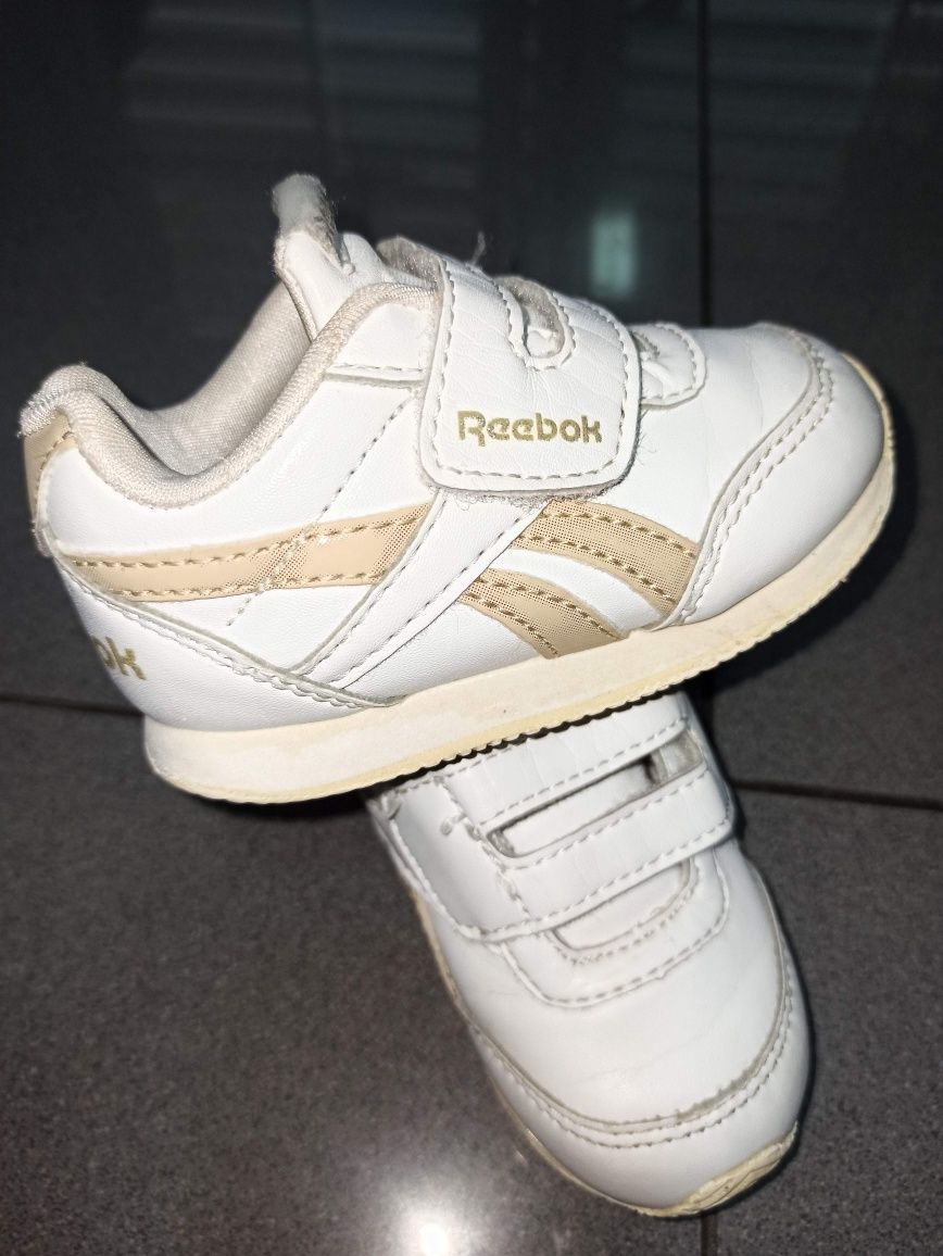 Sapatilhas rebook n° 19,5, branco / dourado
