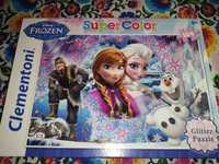 Puzzle brokatowe frozen, kraina lodu 6+, gratis hello kitty 8+