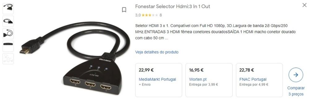 Adaptador 3x1 HDMI