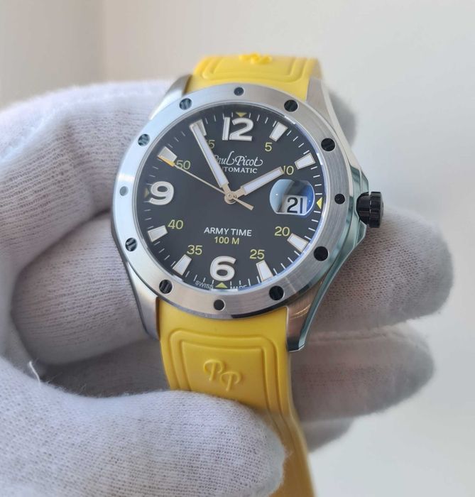 Чоловічий годинник Paul Picot Army Time Flyingstar P9153 Yellow Swiss