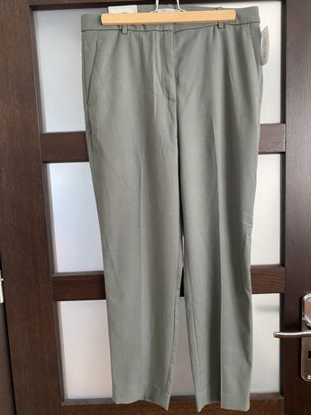 Eleganckie spodnie H&M rozmiar 42 na kant szaro zielone oliwkowe