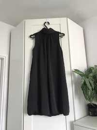 Elegancka letnia sukienka Zara bombka 36 S czarna ze stójką