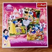 Disney Trefl Królewna Śnieżka i 7 Krasnoludków puzzle 3w1  20, 35 I 50