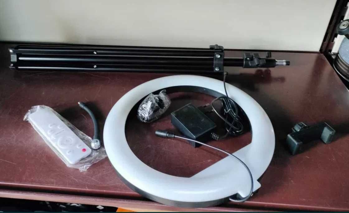 LAMPA PIERŚCIENIOWA led ring lampka selfie 3 barwy 30cm 80W statyw