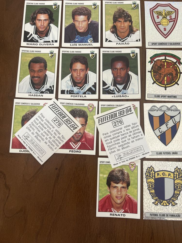 Cromos de futebol da coleção 93/94 da Panini