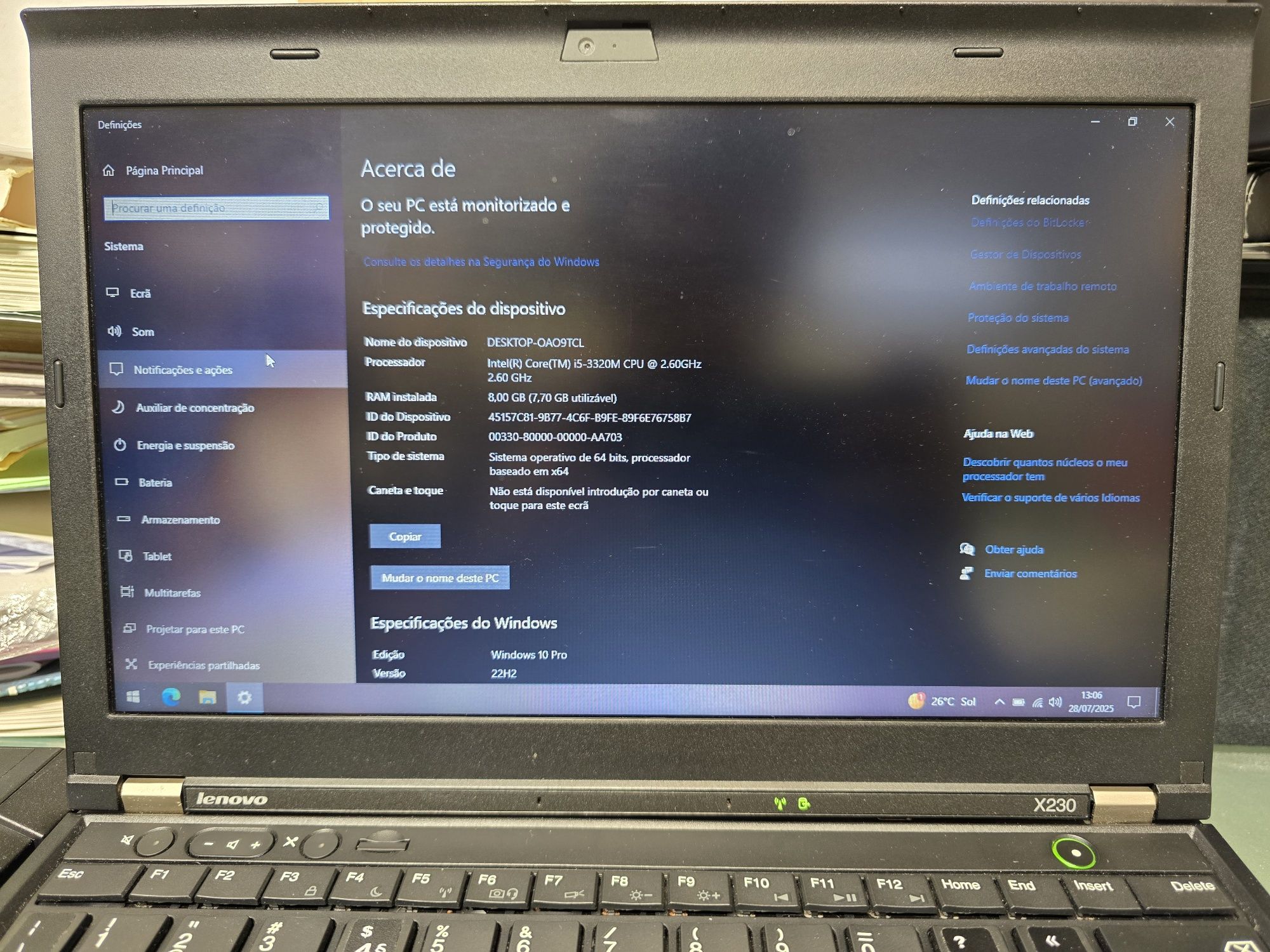 Portátil Lenovo  x230