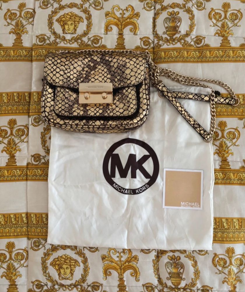 Michael Kors Mala Metallic Gold em Couro