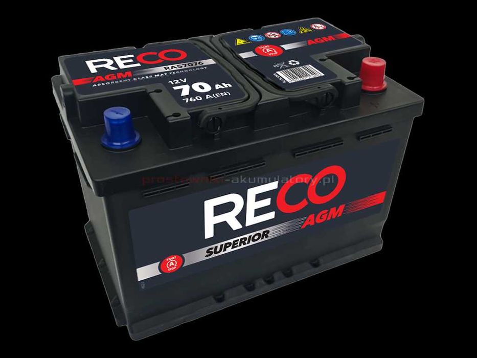 Akumulator RECO AGM 70AH 760A START-STOP Południowa 25A