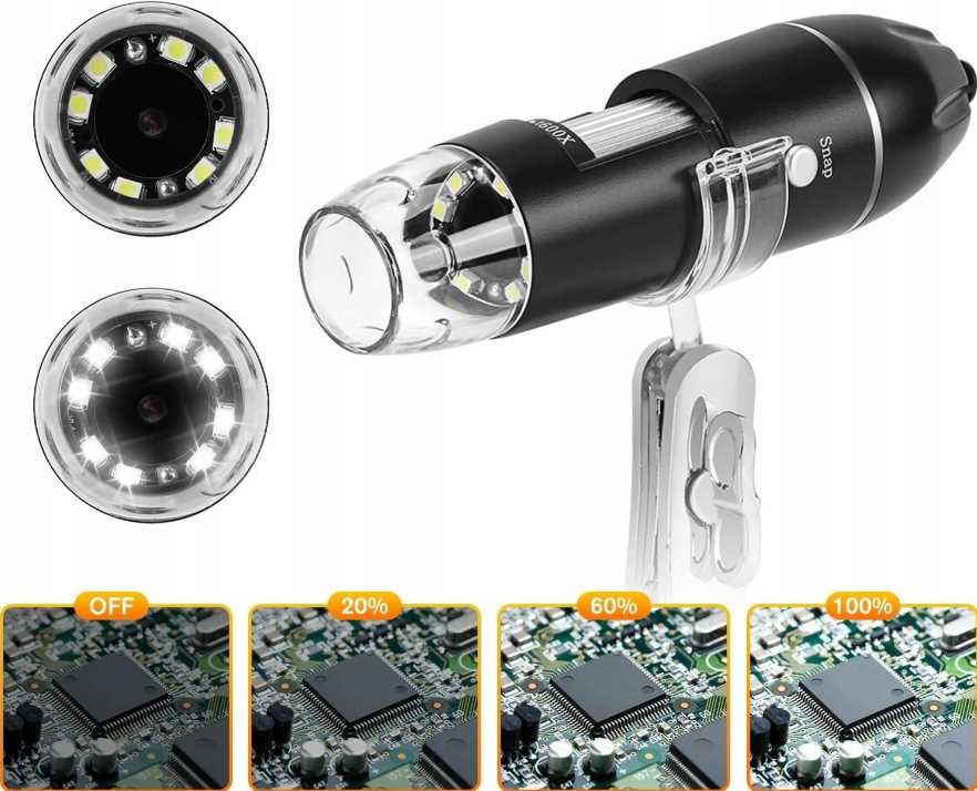 WADEO ręczna kamera mikroskop cyfrowy 1440P HD USB 50-1600X 8 diod LED