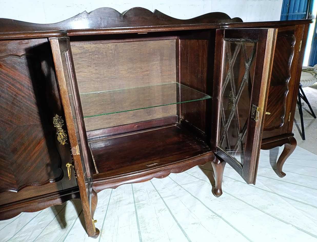 Aparador consola cristaleira estilo Queen Anne