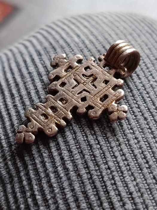 Cruz Prata Testada Copta Etiópia Séc XIX 4,1 cm 6,9 gr. Original