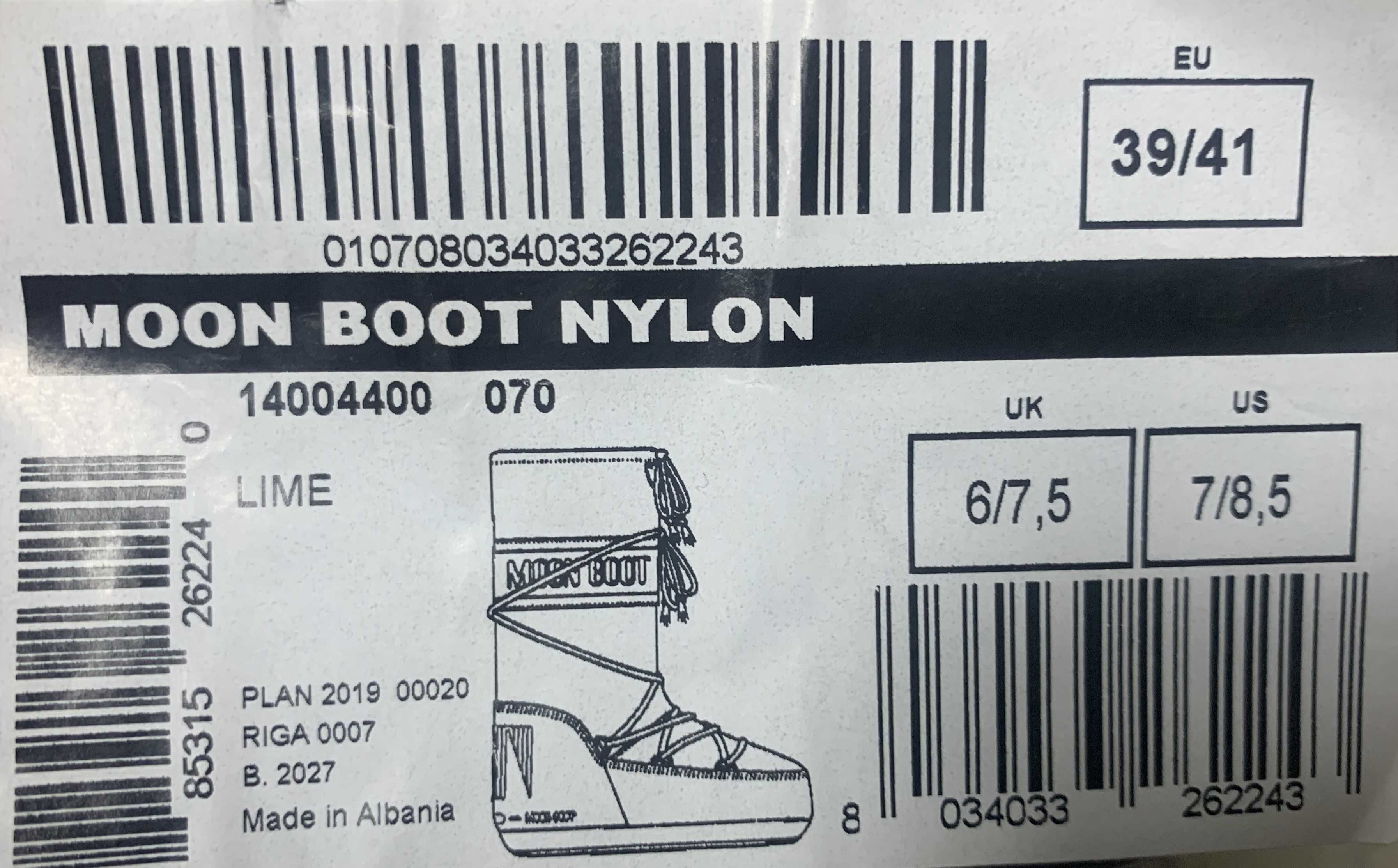 Buty śniegowce MOON BOOT NYLON limonka R 39-41