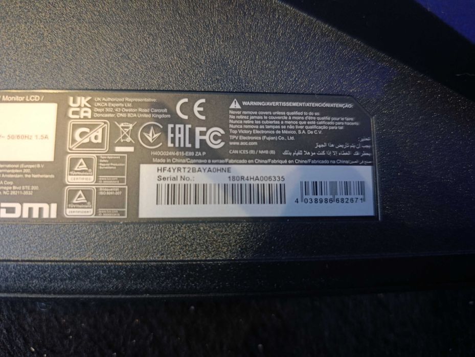 Monitor AOC uszkodzona matryca