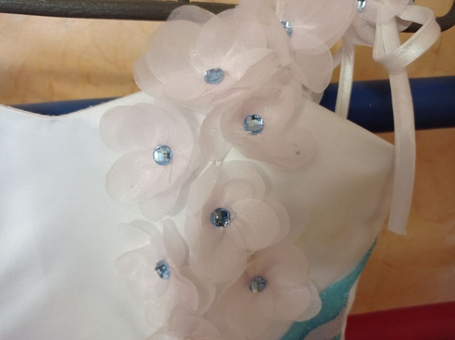 Платье для девочки Бело-розовое с голубым