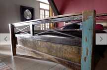 Łóżko VINTAGE, LOFT lite drewno/metal