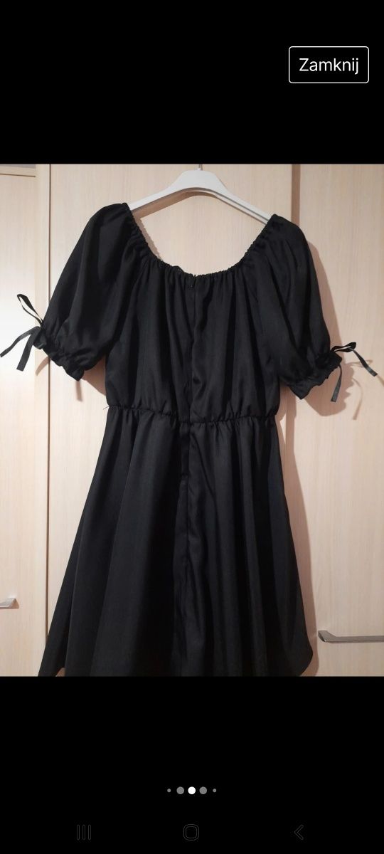 Sukienka czarna z białą falbanką M/L