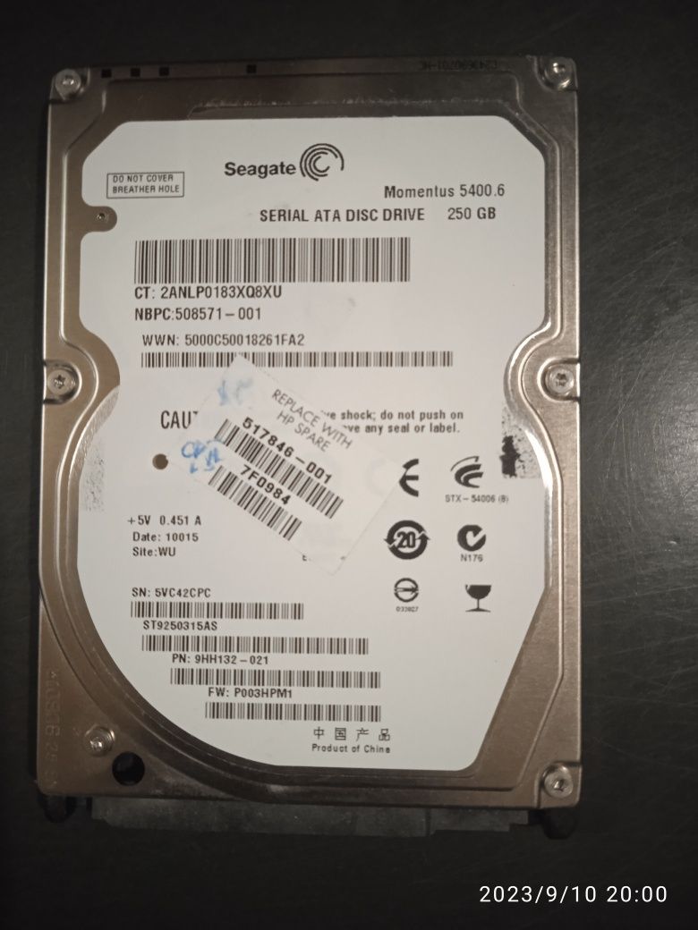 Жёсткий диск HDD 250 Gb.