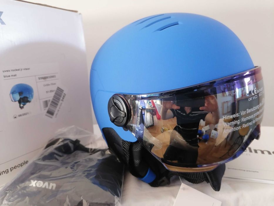 Kask narciarski dziecięcy Uvex Rocket Jr Visor Blue Mat S 51-55cm