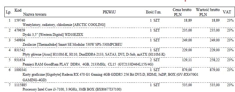 Komputer I3 7100 RX470