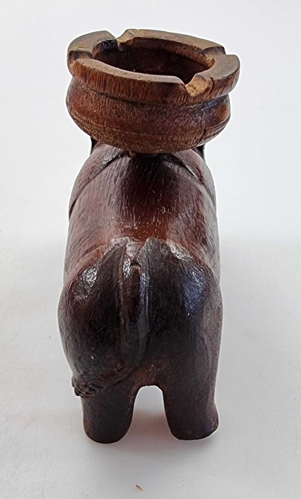 Rzeźba drewniana popielniczka hipopotan Vintage